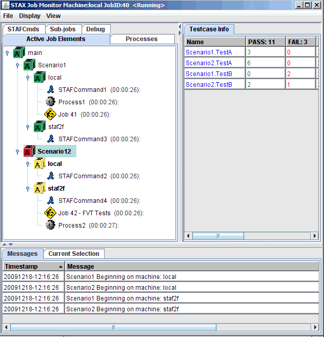 STAX Job Monitor window for a job
