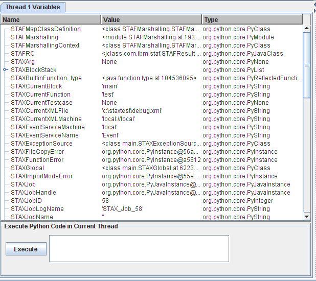 Variables tab