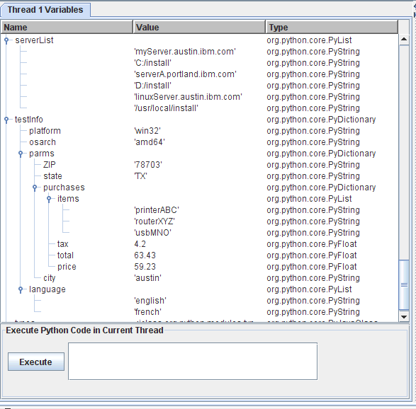 Variables1 tab