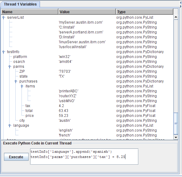 Variables2 tab