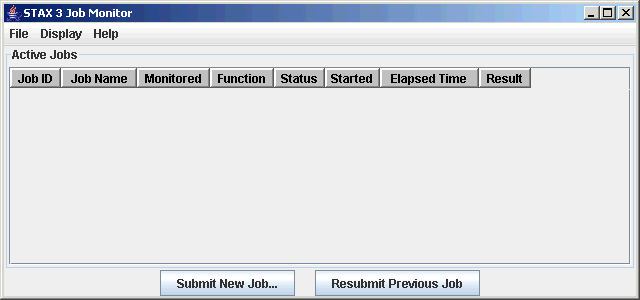 STAX Active Jobs window with no jobs