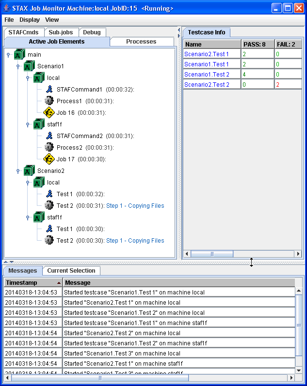 STAX Job Monitor window for a job