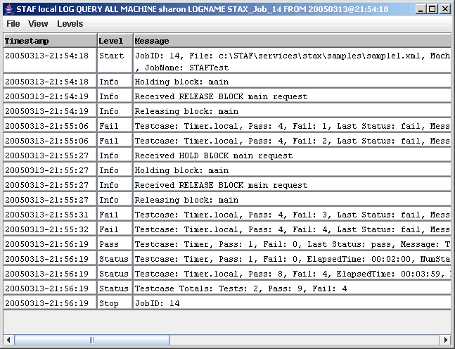 STAX Job Log