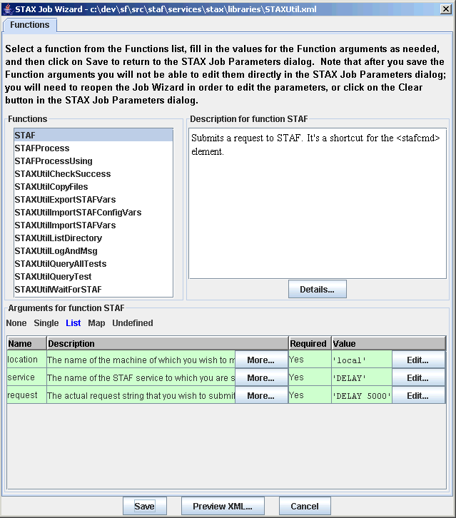 STAX Job Wizard